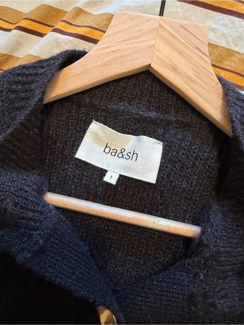 ba&sh Navy Textured Button-Front Cardigan - Picture 3 of 3
